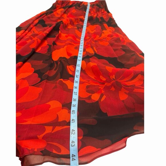Calvin Klein Floral Halter Maxi Dress Chiffon Classic Size 4 Red Black Formal 🌺 - Picture 7 of 15